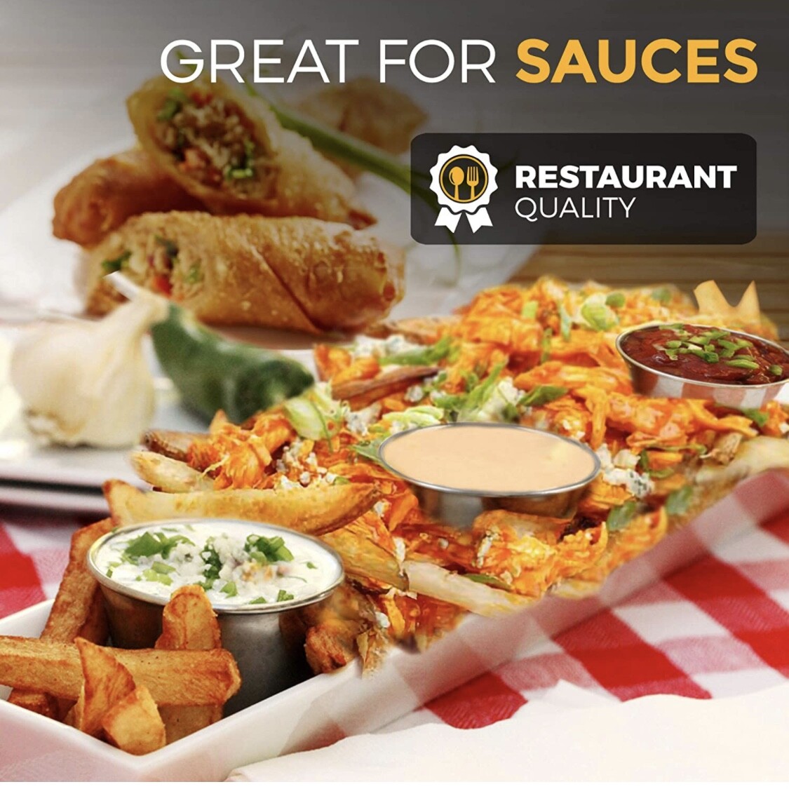 2.5 oz Sauce Cups Stainless Steel Condiment Portion Cup Dipping Sauce Cup