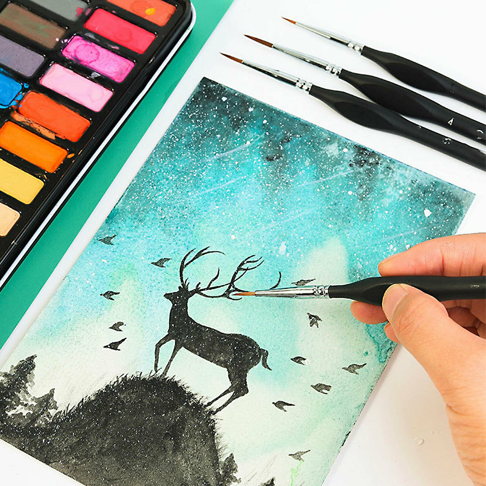 6x Extra Fine Tip Detail Paint Brushes for Miniatures Model Maker Painting Set