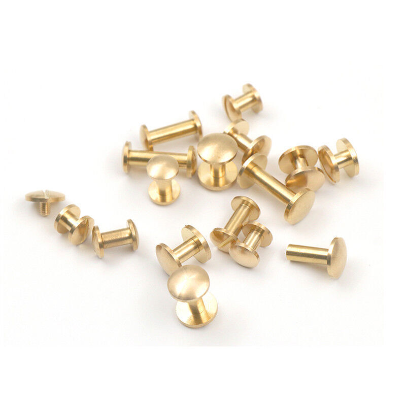 Solid Brass 8mm 10mm Wide Chicago Screws Studs Leather Craft Rivets Binding Book