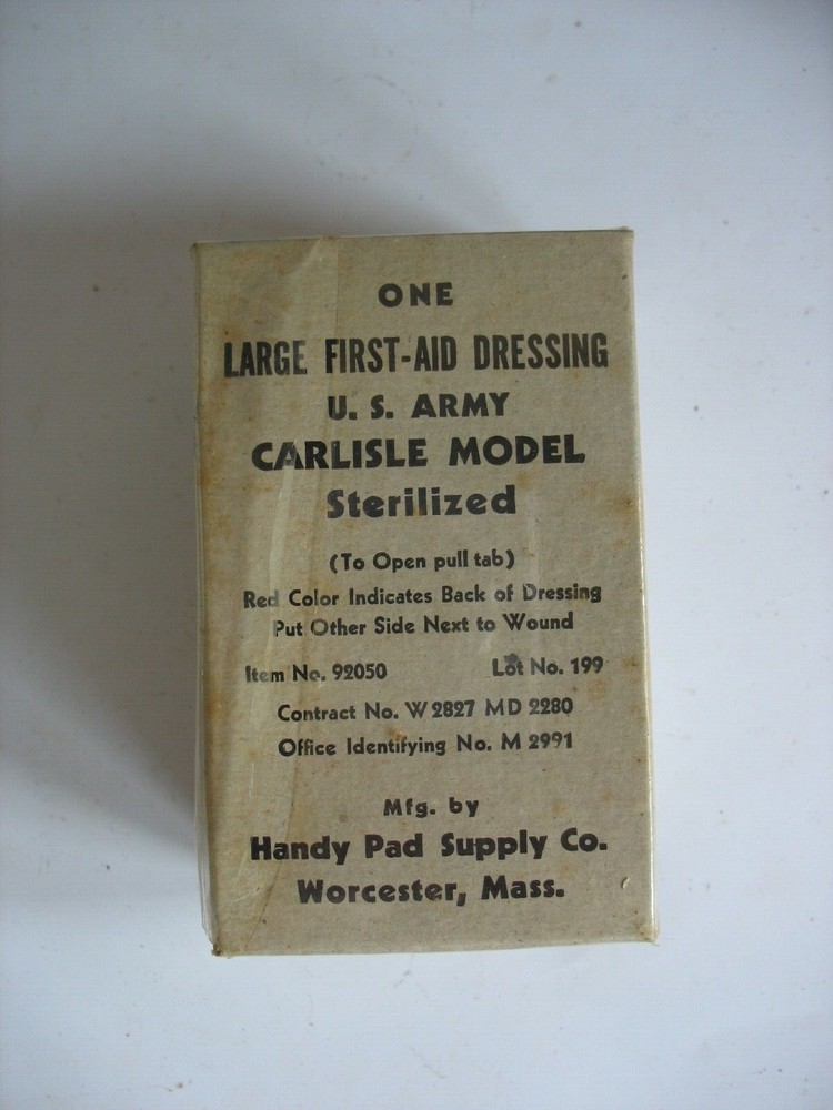 Large First-Aid Dressing U.S. Army Carlisle Model Sterilized Item No. 92050
