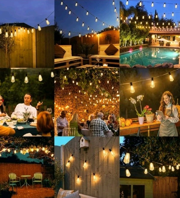 Brightever LED Outdoor String Lights 100FT Patio Lights with 52 Shatterproof...