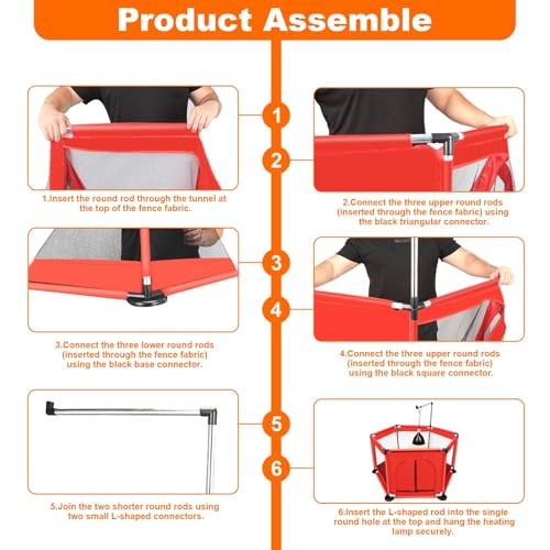 Chicks Brooder Box for Chicken Starter Kit- Includes Timing Heat Lamp Set, Red