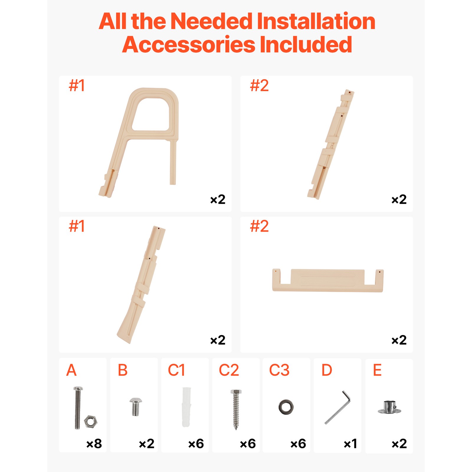 Uimoso Pool Ladder with Angled 5 Steps, Dual Handrails, 48-54in, 300lbs, Taupe