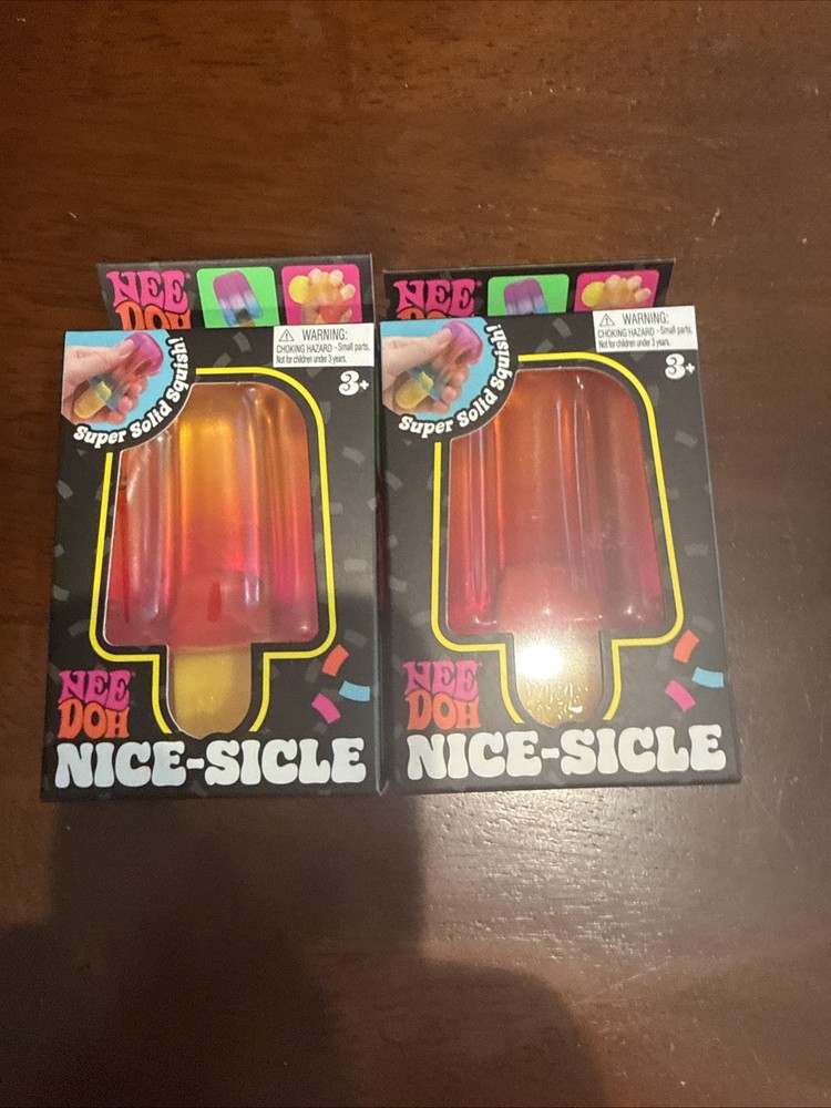 Authentic NeeDoh Nice-Sicle Orange Pink Super Solid Squishy Toy Popsicle
