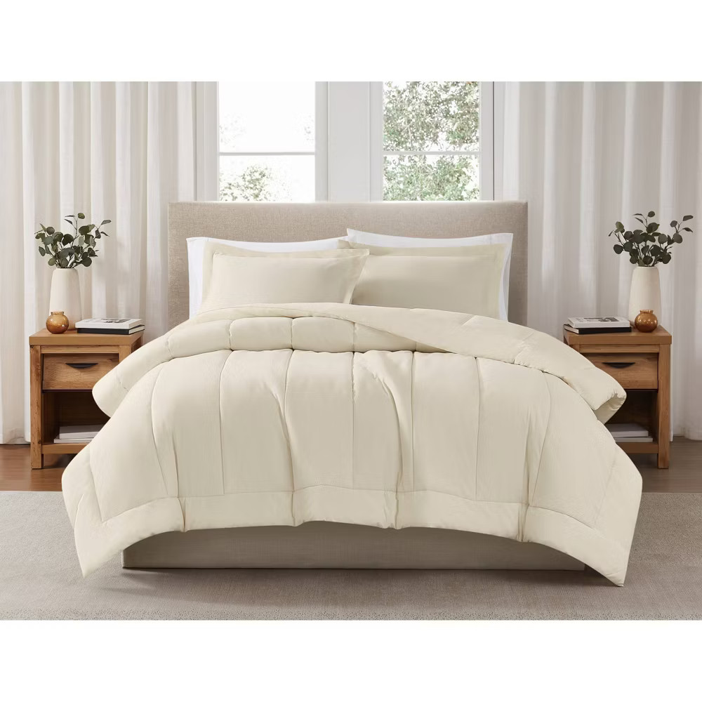Brooklyn Loom Twin Solid Percale Comforter Set White
