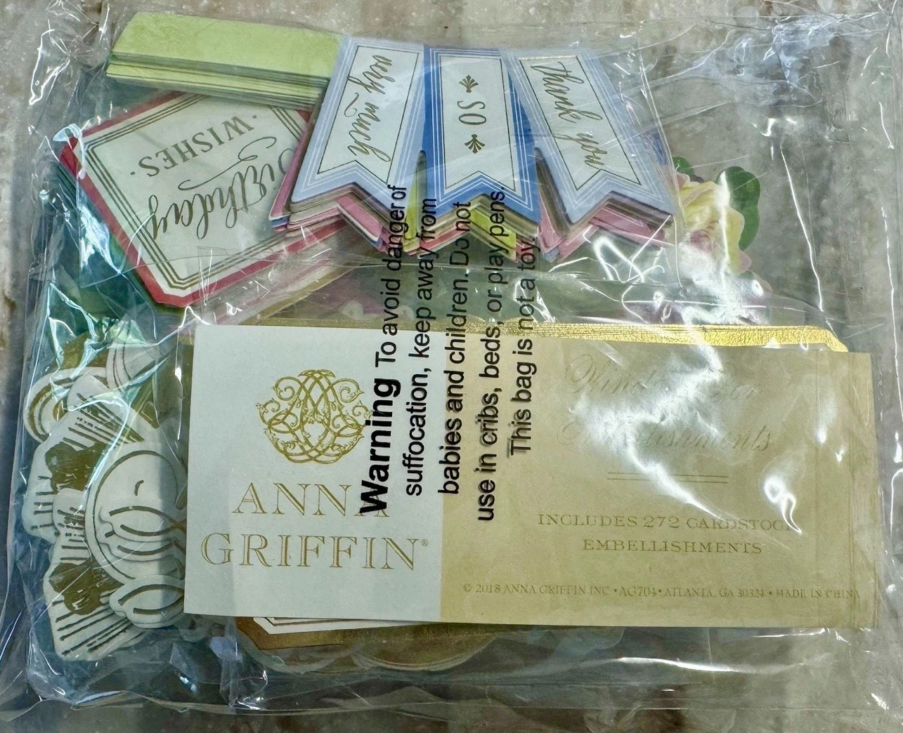 Anna Griffin *WINDOW BOX EMBELLISHMENTS* Set of 272 Cardstock Die Cuts COMPLETE