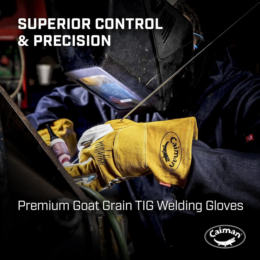 Goat Grain TIG/Multi-Task Welding Gloves, Split Cowhide Back, 4-Inch Extended...