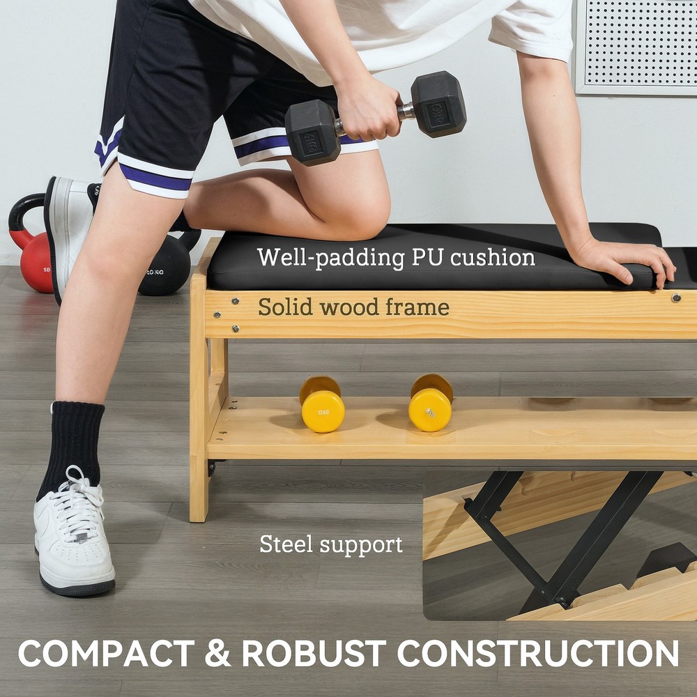 Adjustable Weight Bench with Rack for Weight Lifting, Black