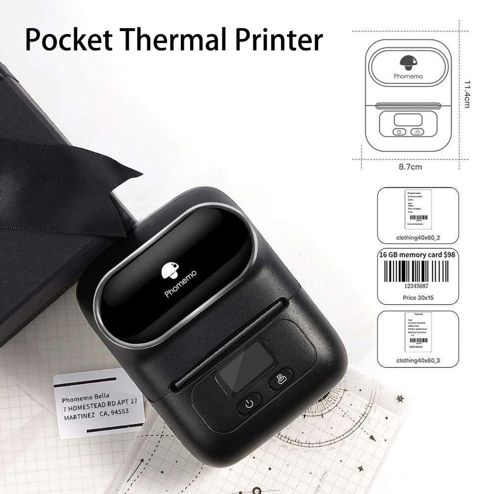 Portable Thermal Label Maker Bluetooth Receipt Printer Handheld Phomemo M110
