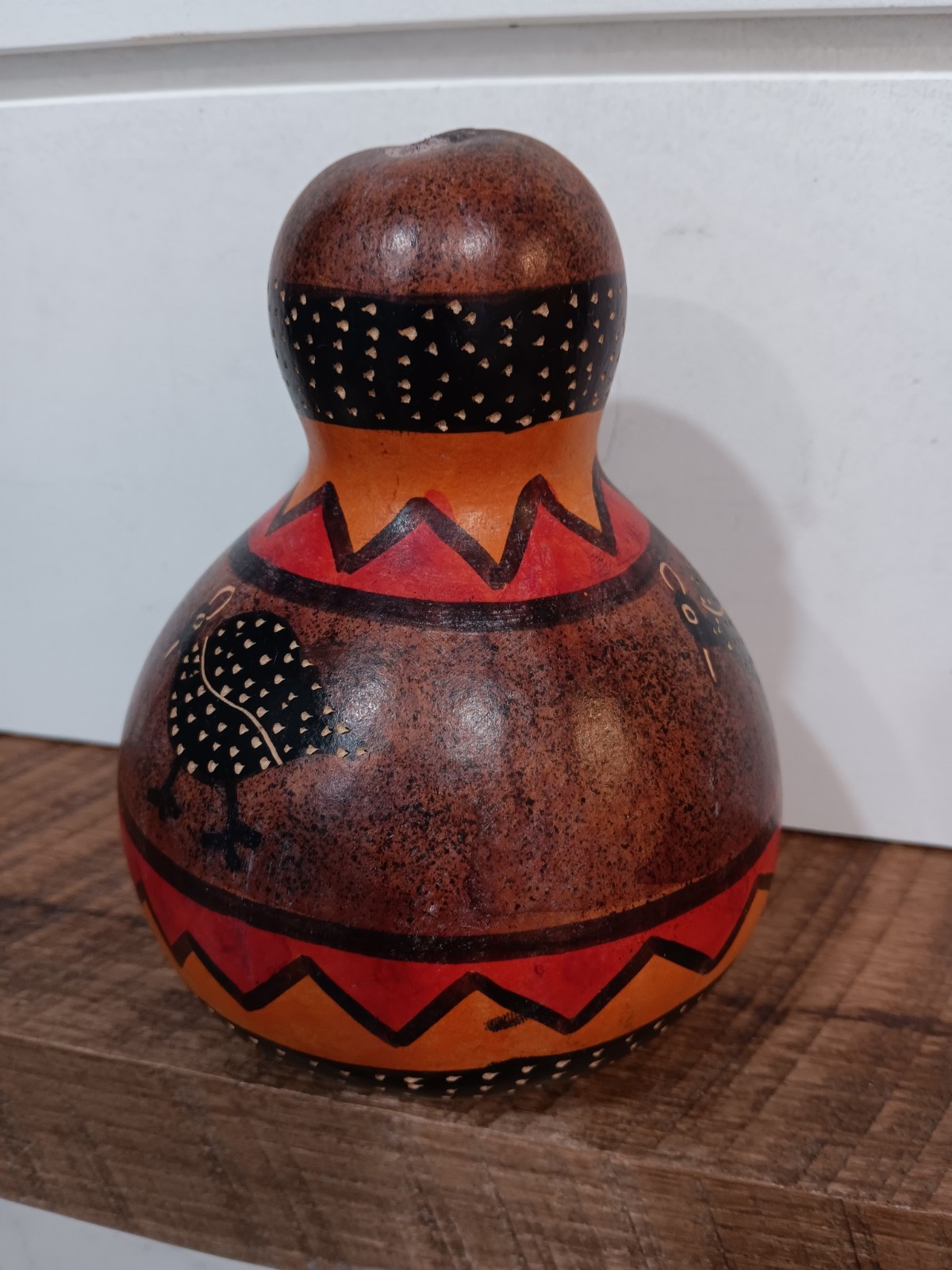 Handmade Decorative African Calabash Gourd Tribal Decor Folk Art Kenya