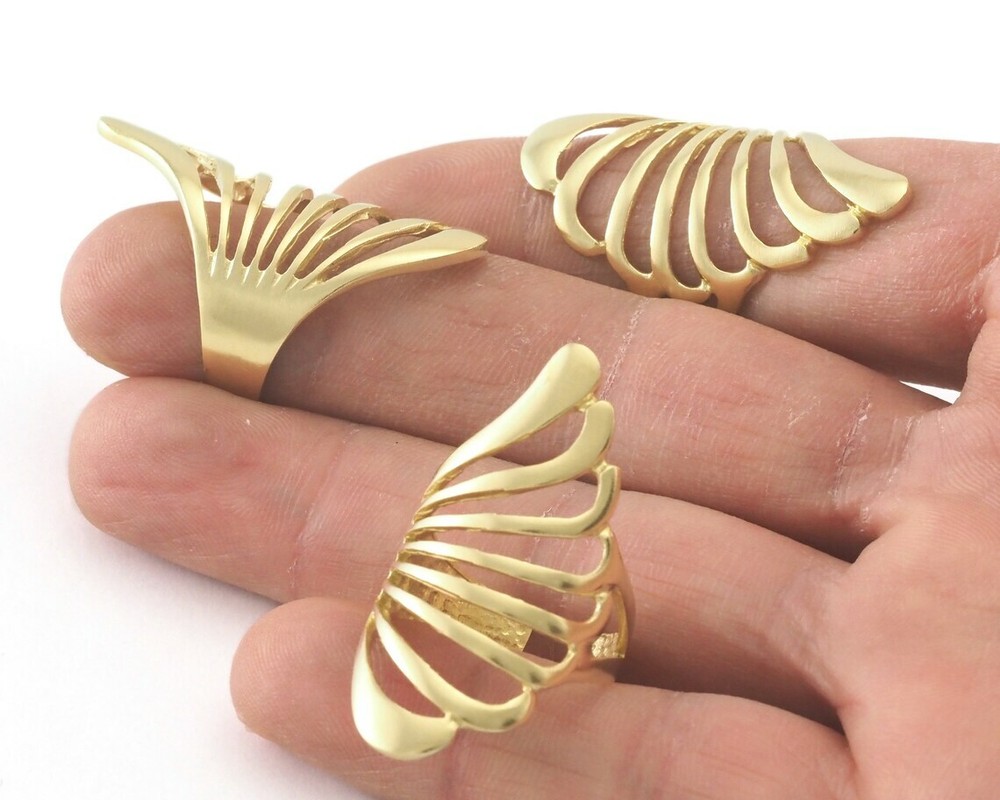 Feather Wing Ring Raw Brass (6-9US Adjustable size) 3211