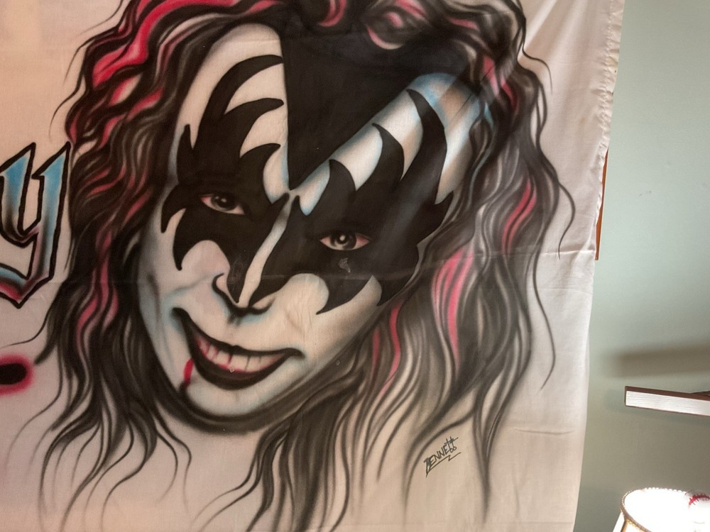 Vintage Kiss Gene Simmons Autographed Airbrushed Birthday Piece.. 65”x94”.BIG..