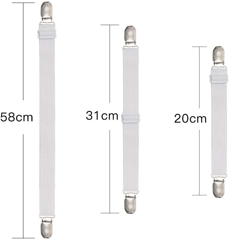 8 Pack Adjustable Bed Sheet Straps Elastic Corner Holders Clips for Sheets