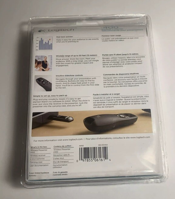 Logitech R400 Laser Presentation Remote - Black / sealed