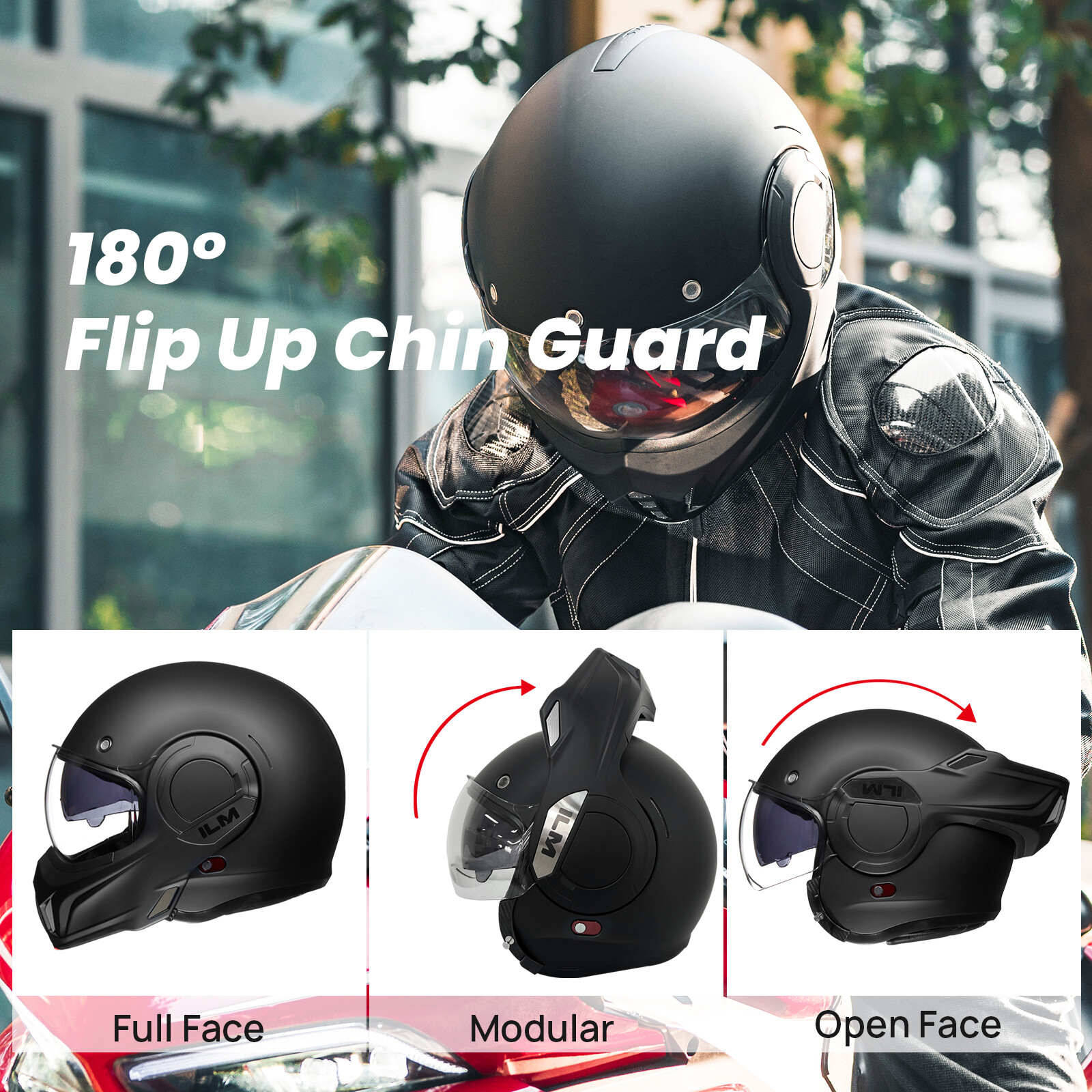 ILM Pre-Owned Vintage Full Face Modular Motorcycle Helmet Adult 180° Flip up DOT