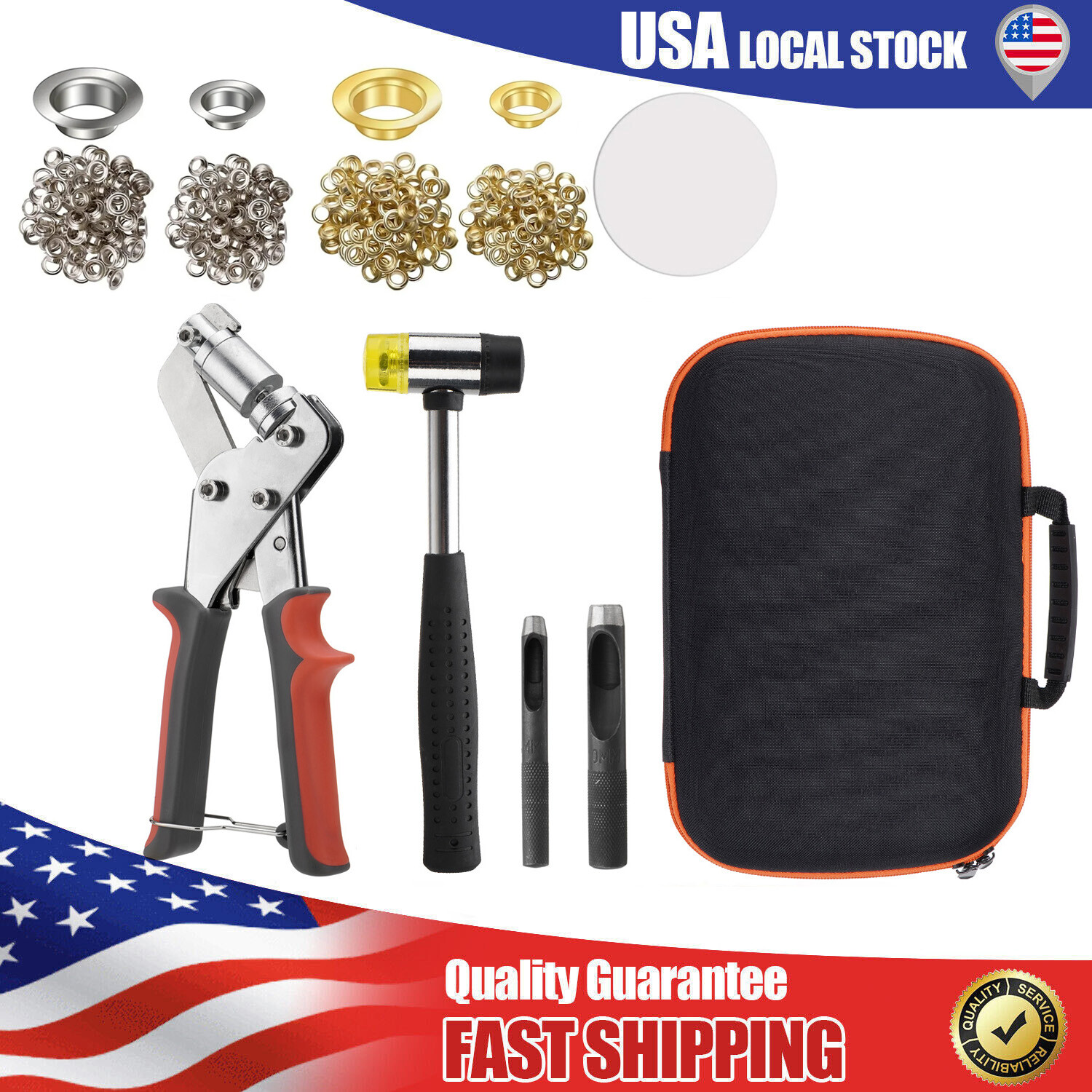 Grommet Tool Kit with Bag, 3/8 and 1/4 Tarp Grommet Kit with 200Pcs 10mm Grommet