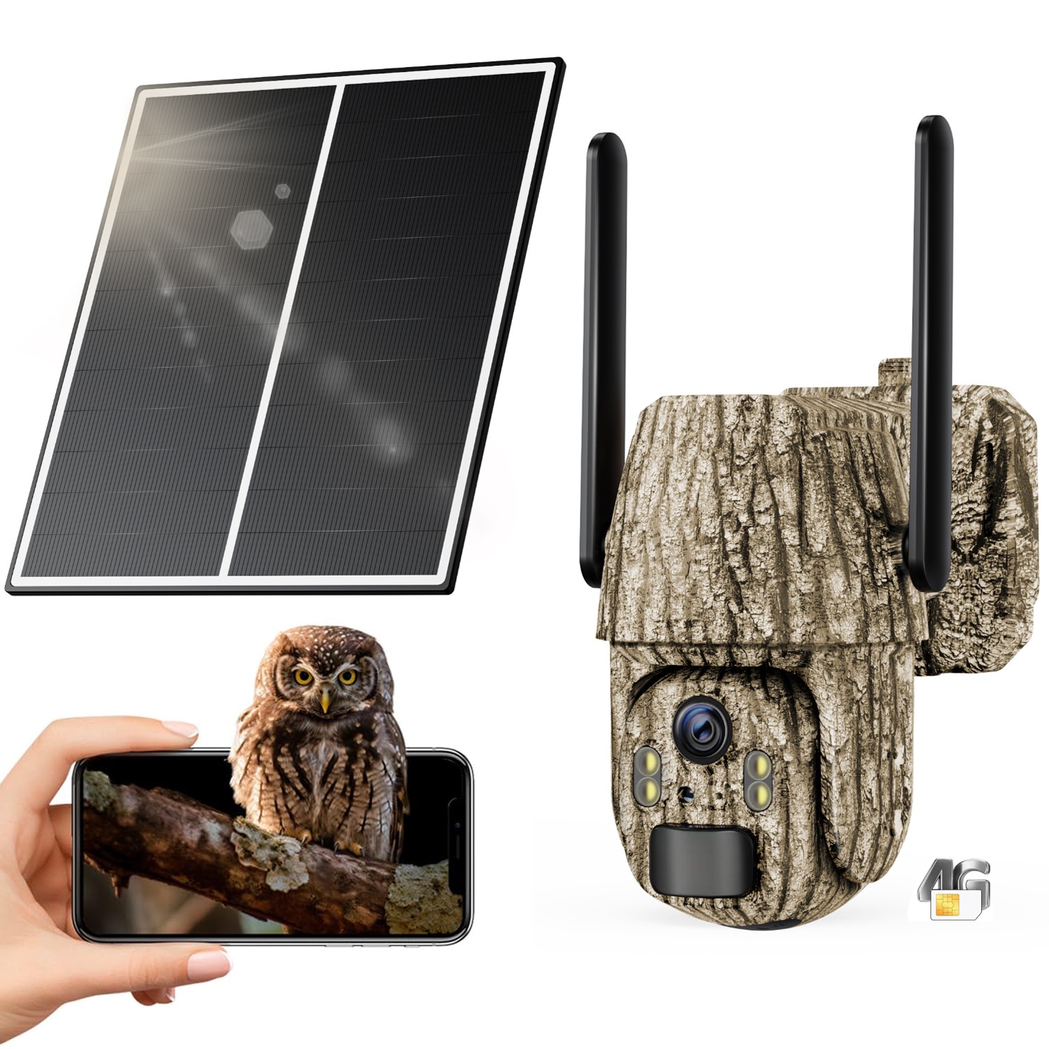 4-Pack Solar Powered 4G LTE Cellular 2K PTZ Trail Camera Hunting Cam + SIM Card