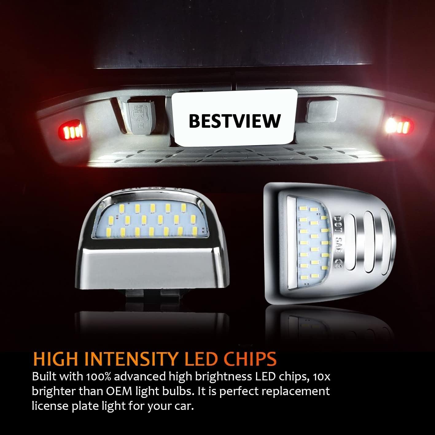 Chrome LED License Plate Tag Light for Chevy Silverado 1500/2500/3500 1999-2013