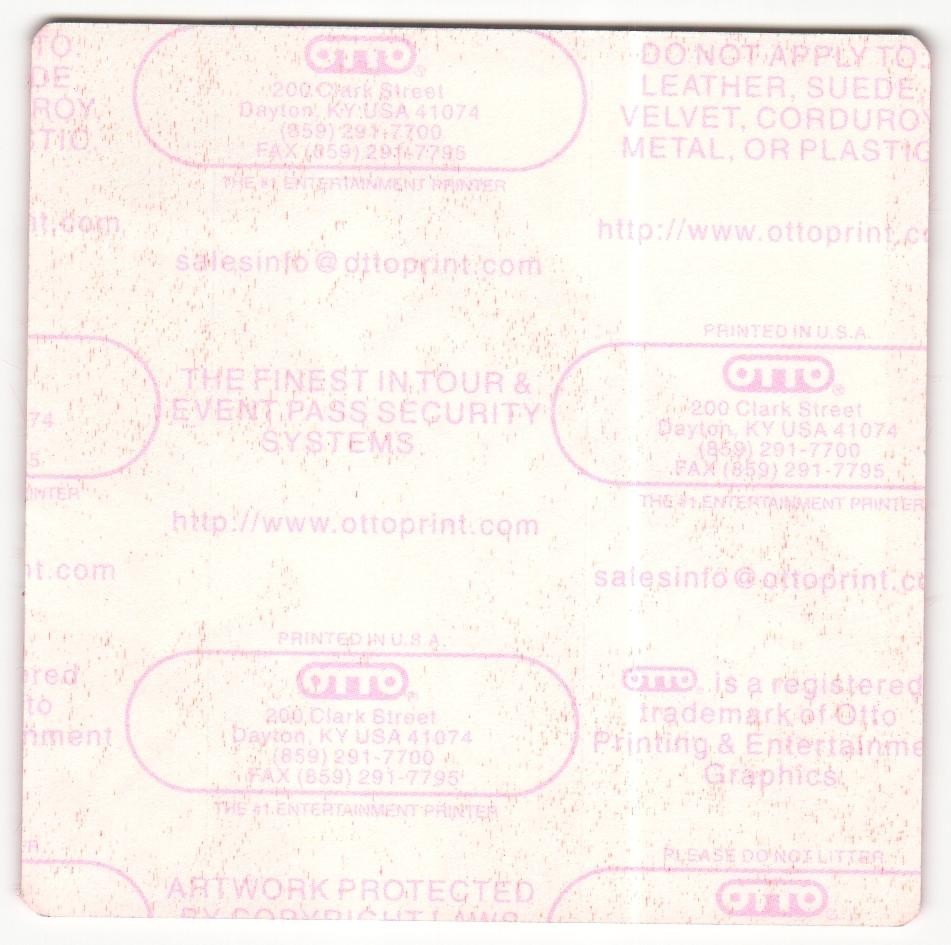 2007 Alter Bridge Concert VIP Backstage Pass Blackbird