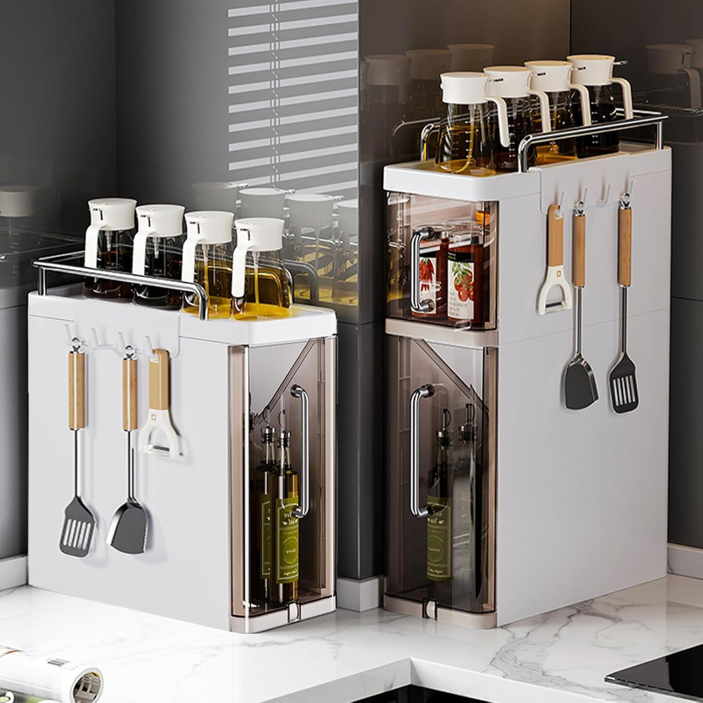 Pull Out Spice Rack Organizer, Plastic Drawers Organizer Desktop Storage Gap Cab