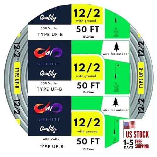 12/2 UF-B Wire Gray Solid Underground Feeder Cable () 50 Ft