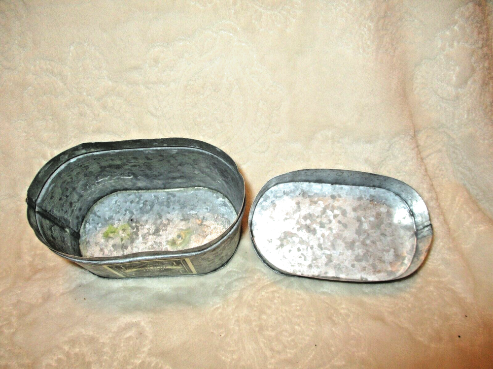 Galvanized Empty Oblong Shape Candle Container~NO CANDLE~EMPTY