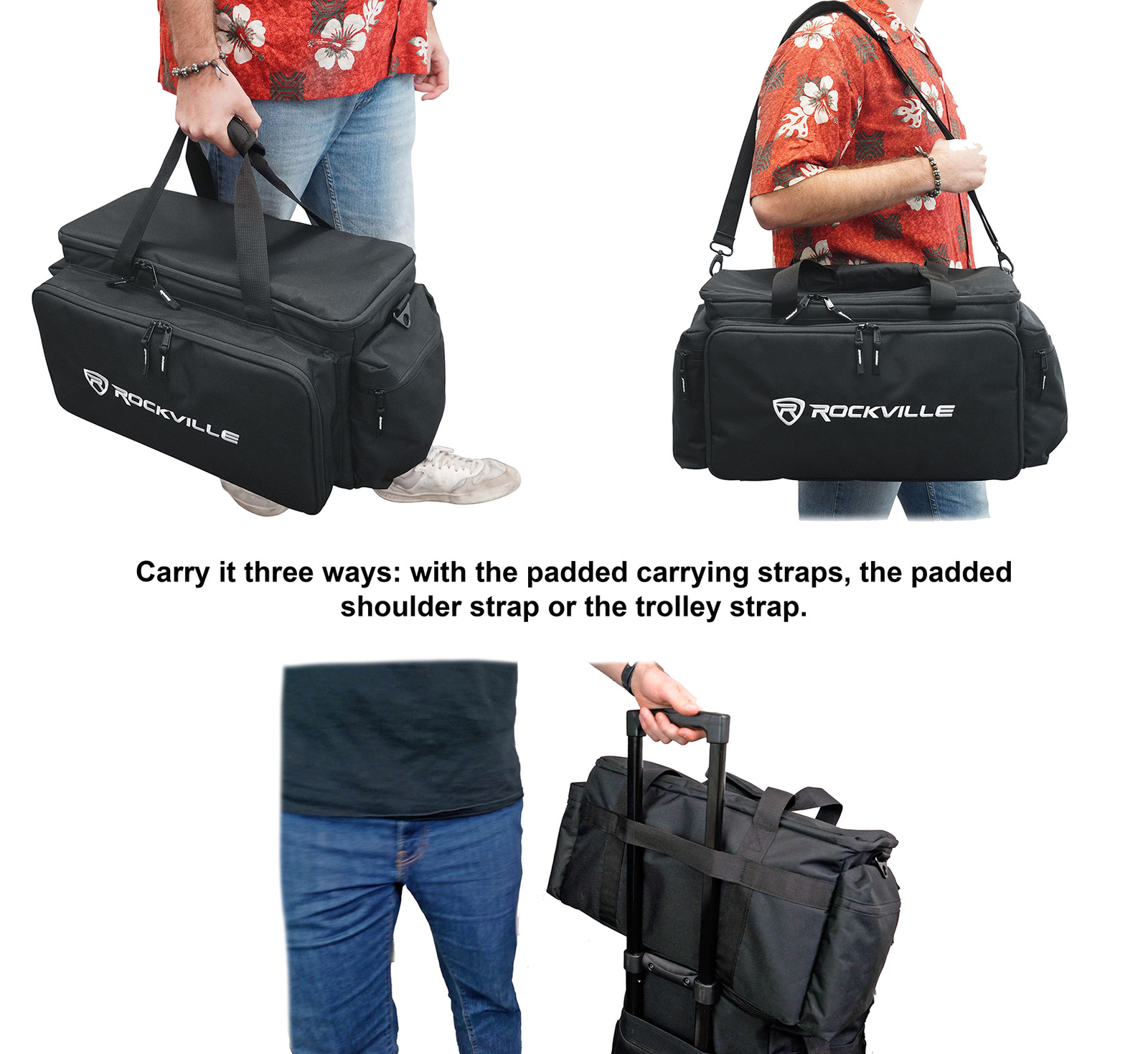 Rockville UT-BAG10 Padded DJ Cable/Utility Bag w/removable Dividers+YKK Zippers