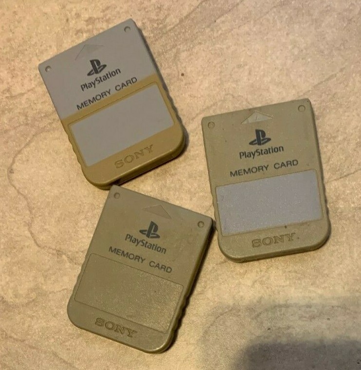 Playstation 1 Official Sony Brand memory card discolored Gray color PS1