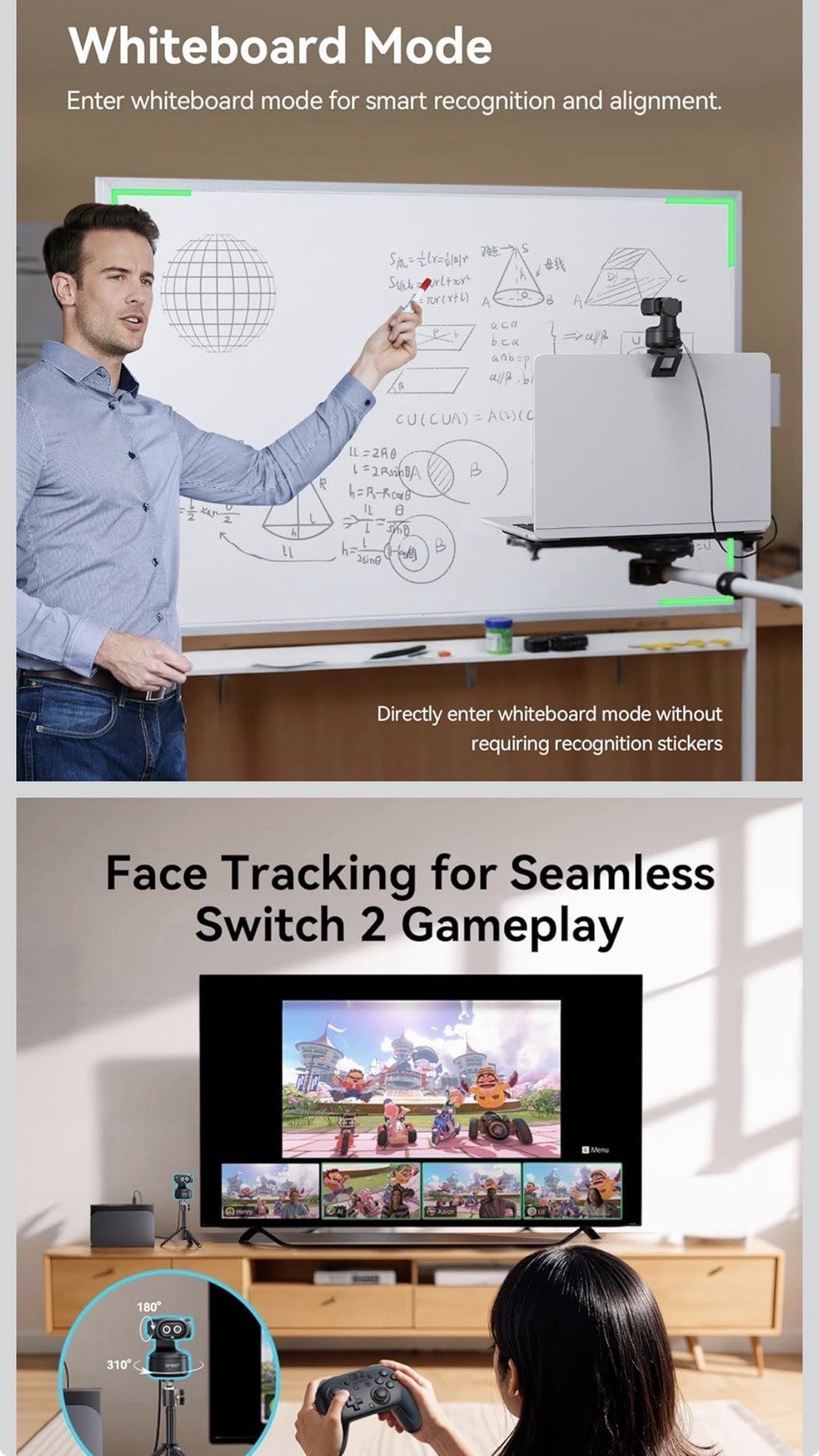 EMEET PIXY 4K AI Dual-Camera Webcam with Gesture Control & Tracking. New Sealed