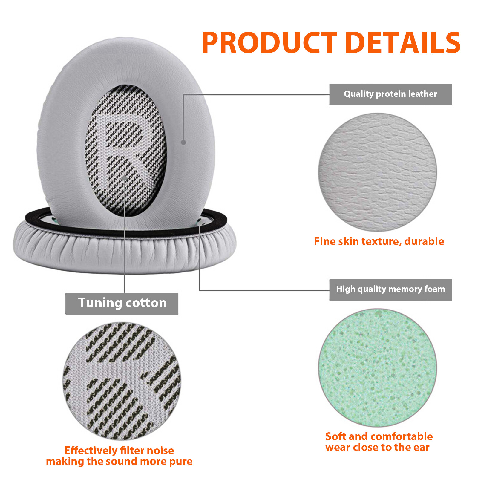 Replacement Ear Cushion Pads for Bose QuietComfort QC35 QC35II Headphone Earpad