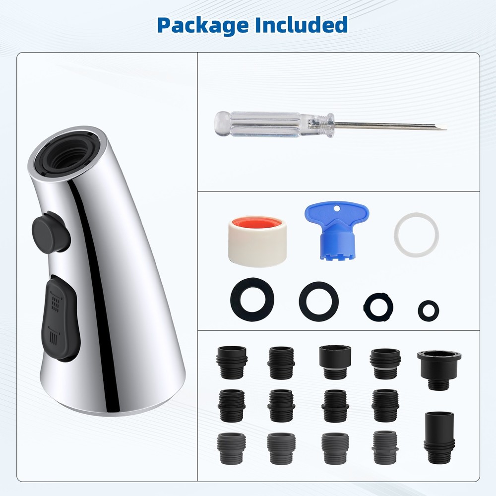 Curved Pull Down Kitchen Faucet Head Replacement 3-Function Kitchen Sink Spray