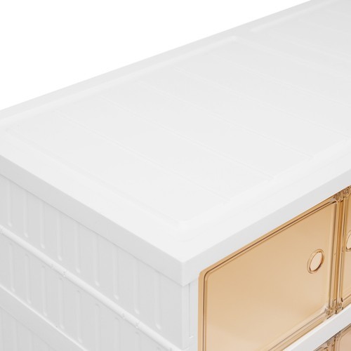 5 Tier Plastic Storage Containers with Doors & Wheels Foldable Organization