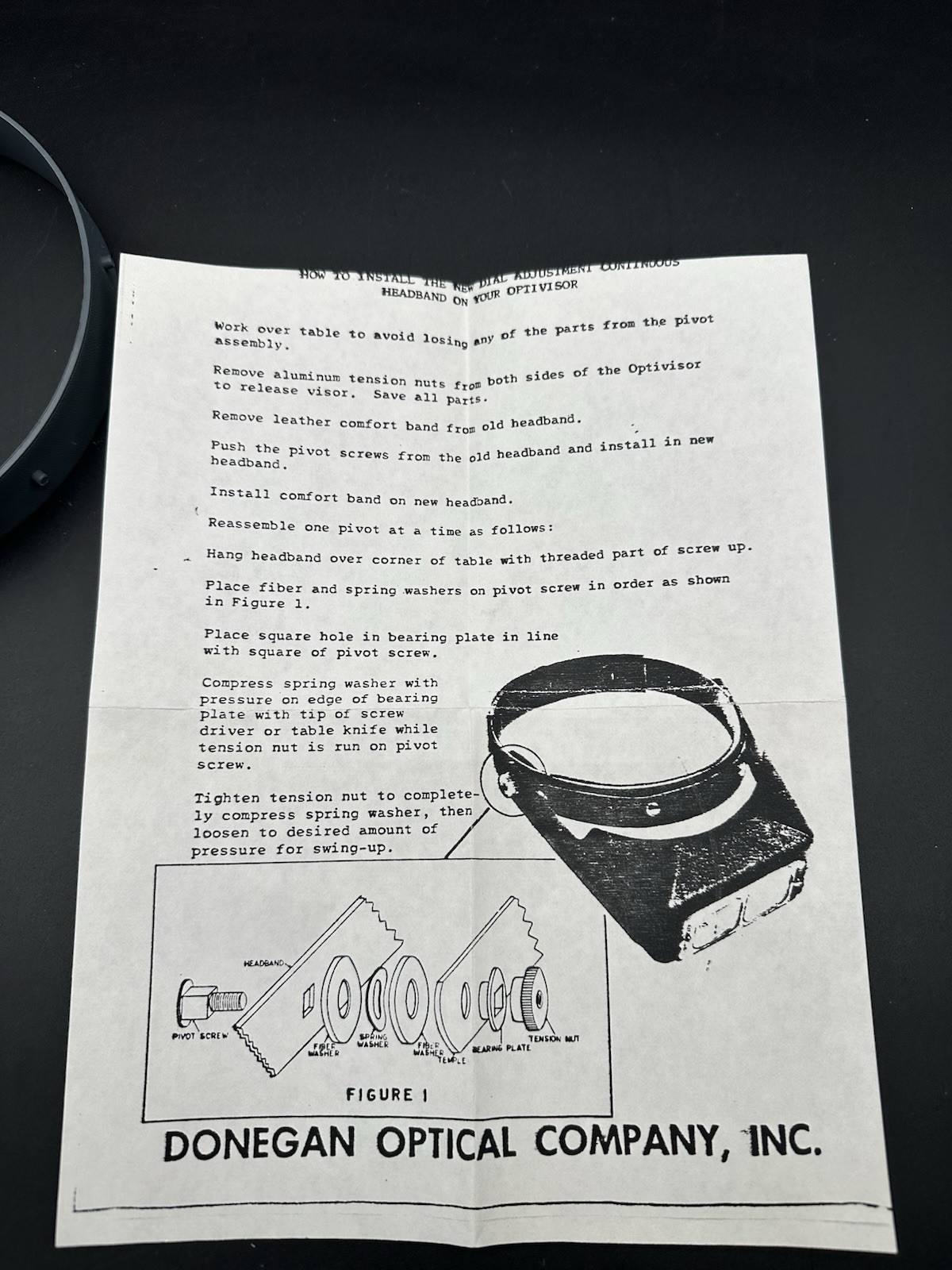 Donegan PT-7 OptiVisor REPLACEMENT Adjustable HEADBAND ONLY