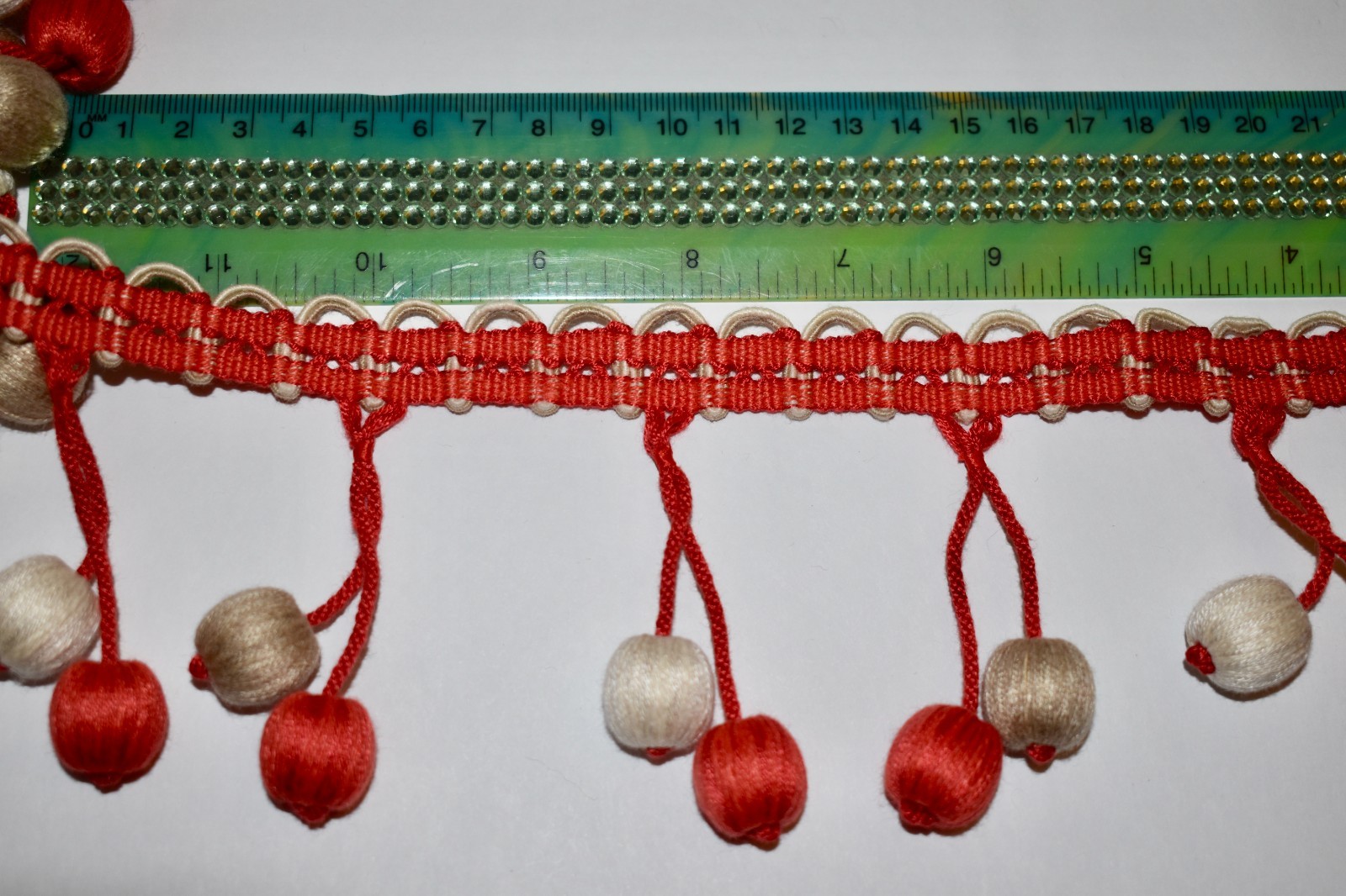 2.67 yd (96") Samuel & Son VERANDA LINEN TASSEL FRINGE Geranium Coral 3.5"w Trim