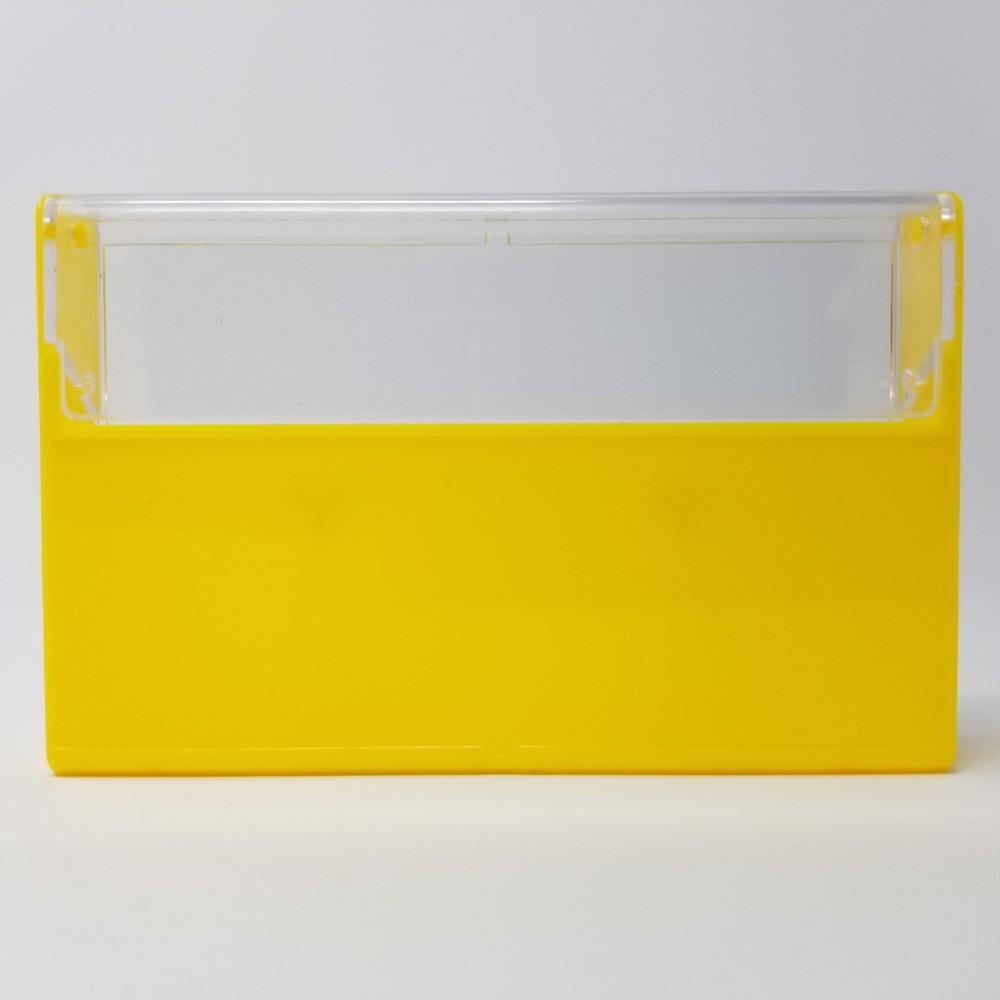 5 Cassette Tape Cases: Clear Front + Lemon Yellow Solid Back - Plastic