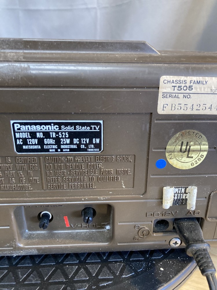 Panasonic Solid State TR-525 Portable Television 1975 Tested Working
