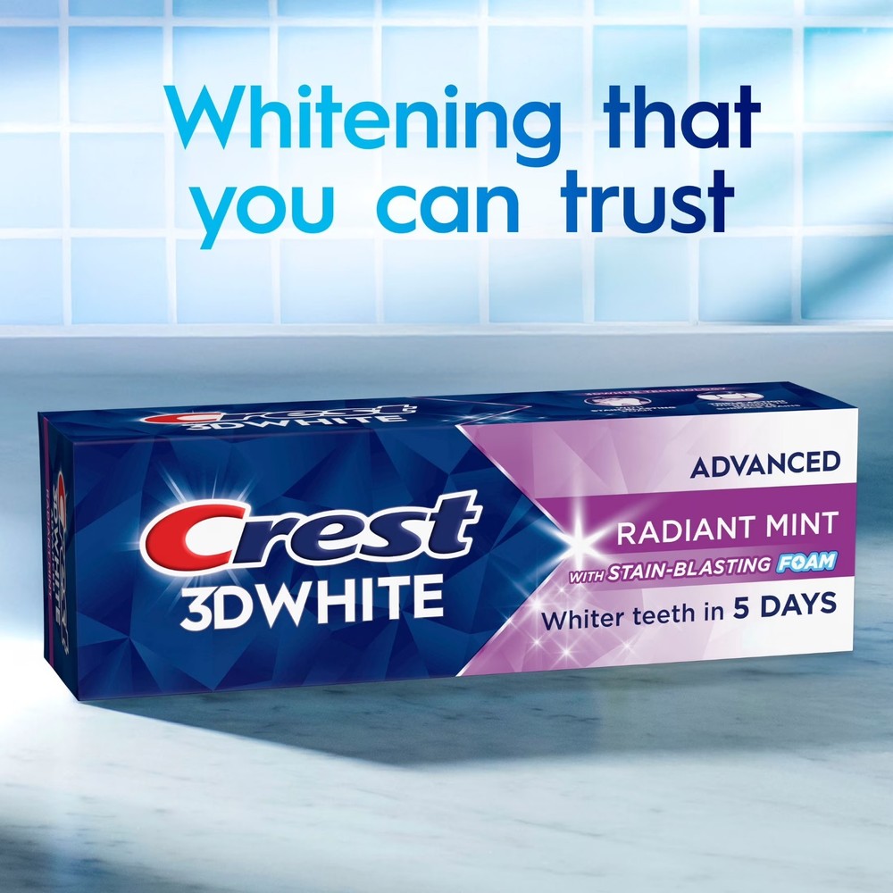 Crest 3D White Advanced Radiant Mint Toothpaste 2.4 oz each 2 pk