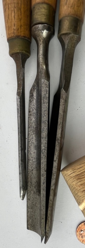 3 James Swan Socket Firmer Gouges with Handles 1 ", 7/8" & 1/4" Ready To Use