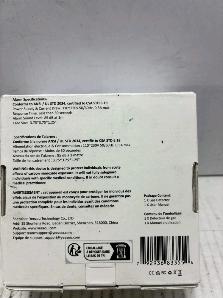 Techamor Carbon Monoxide & Explosive Gas Detector YC302-Pro