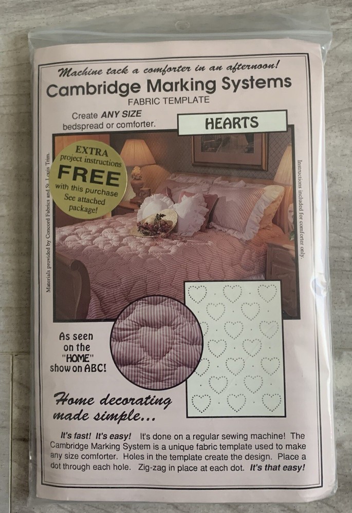 Cambridge Marking Systems Quilting Fabric Template Hearts  Pattern