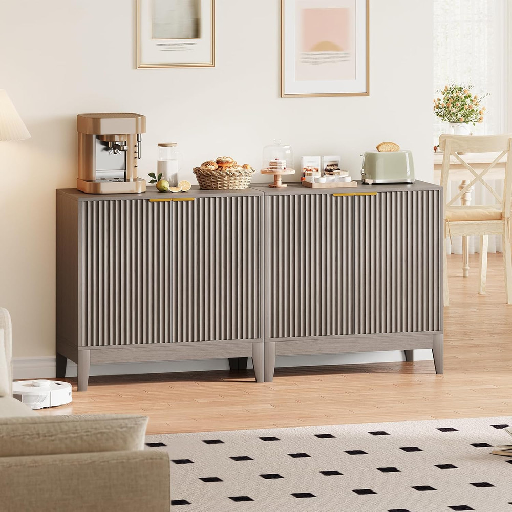 Modern 32" Fluted Sideboard Cabinet with Storage for Kitchen & Dining Room