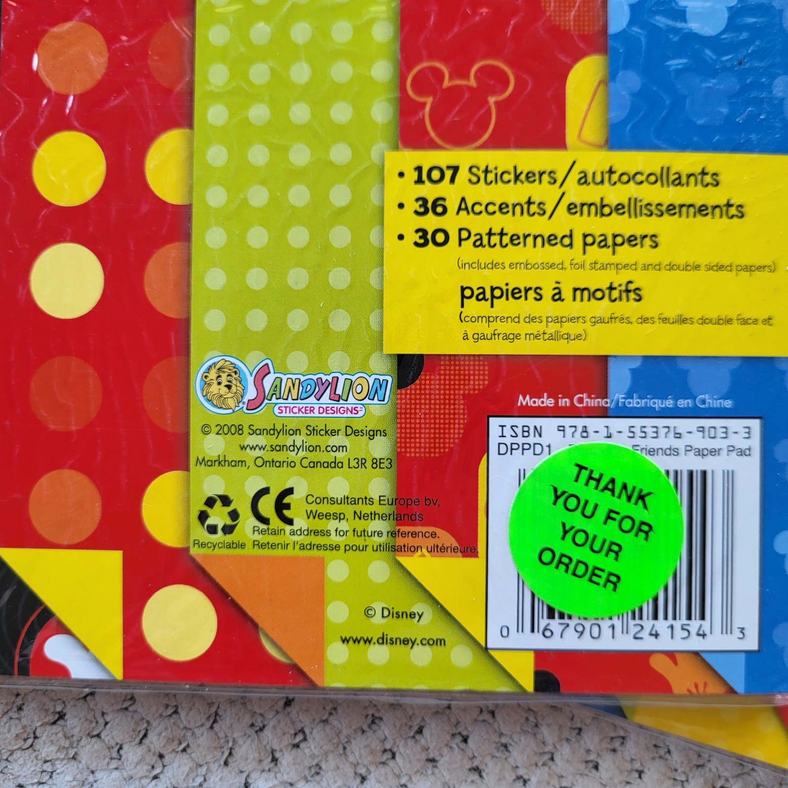 Disney Mickey Mouse Paper Pack 150+ Piece Sandylion Stickers Scrapbook Pattern
