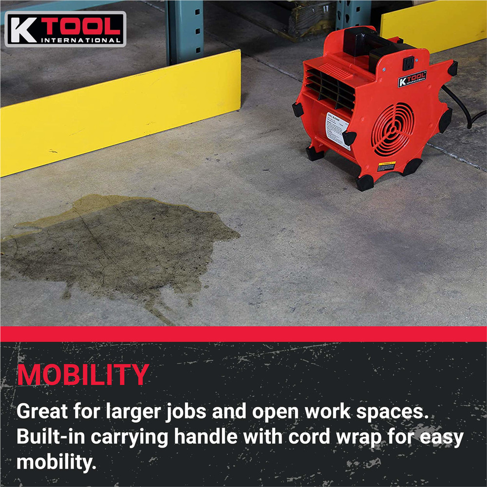 K Tool 77702 Workforce Blower, 3-Speed, 300 CFM, Impact Resistant Design