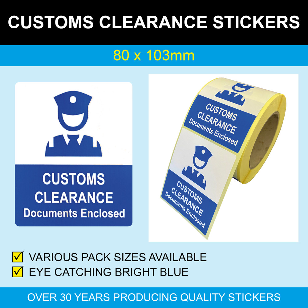 Customs Clearance Documents Enclosed Parcel Stickers / Labels 103 x 80mm