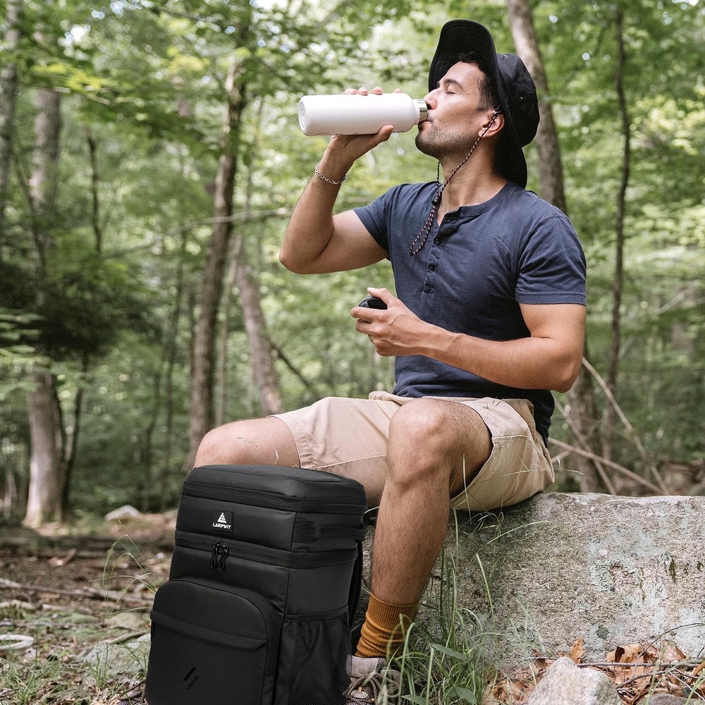 54 Cans Backpack Cooler Insulated Leak-Proof Large Leather Cooler Backpack Do...