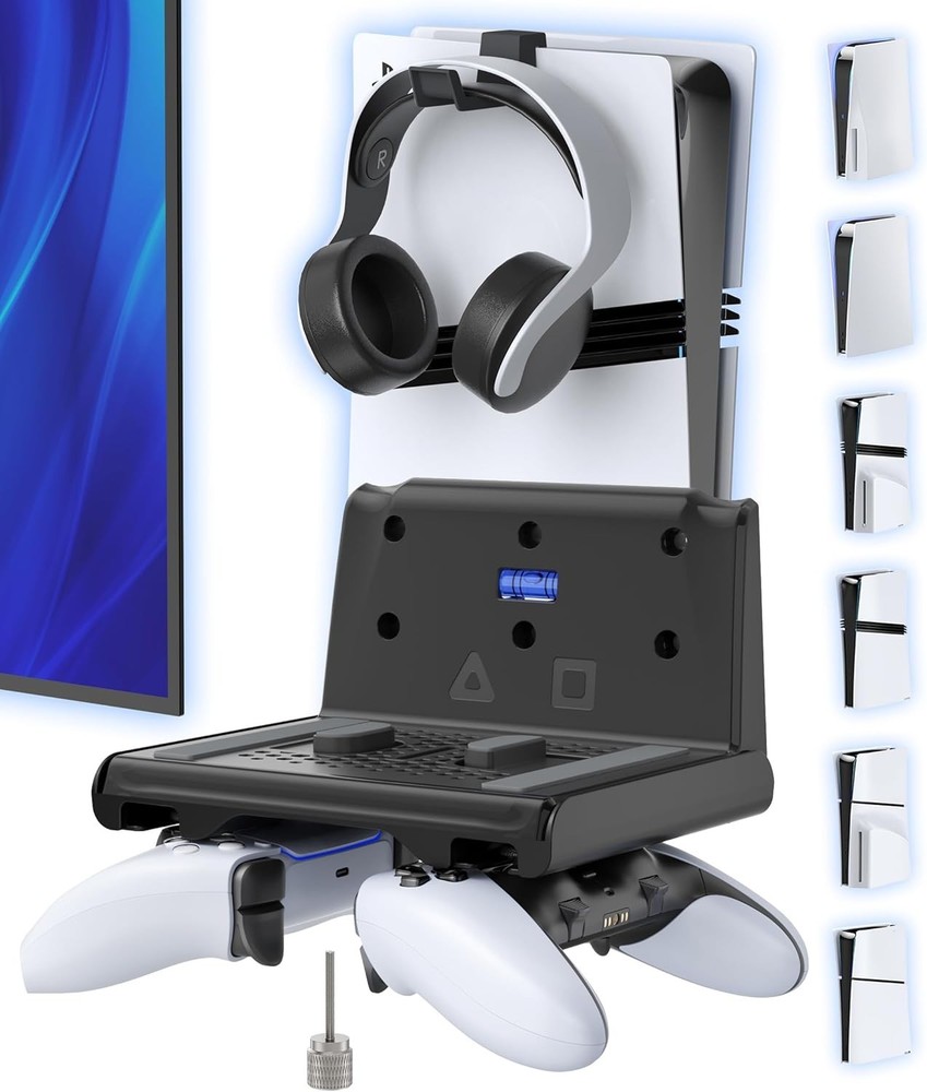 P5 Wall Mount Kit with Controller Holder Compatible with P5/Slim/Pro Disc & D...