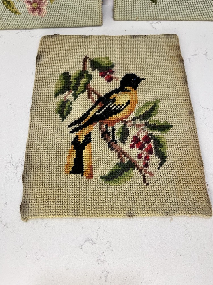 Set of 3 Vtg Handmade Needlepoint without frames