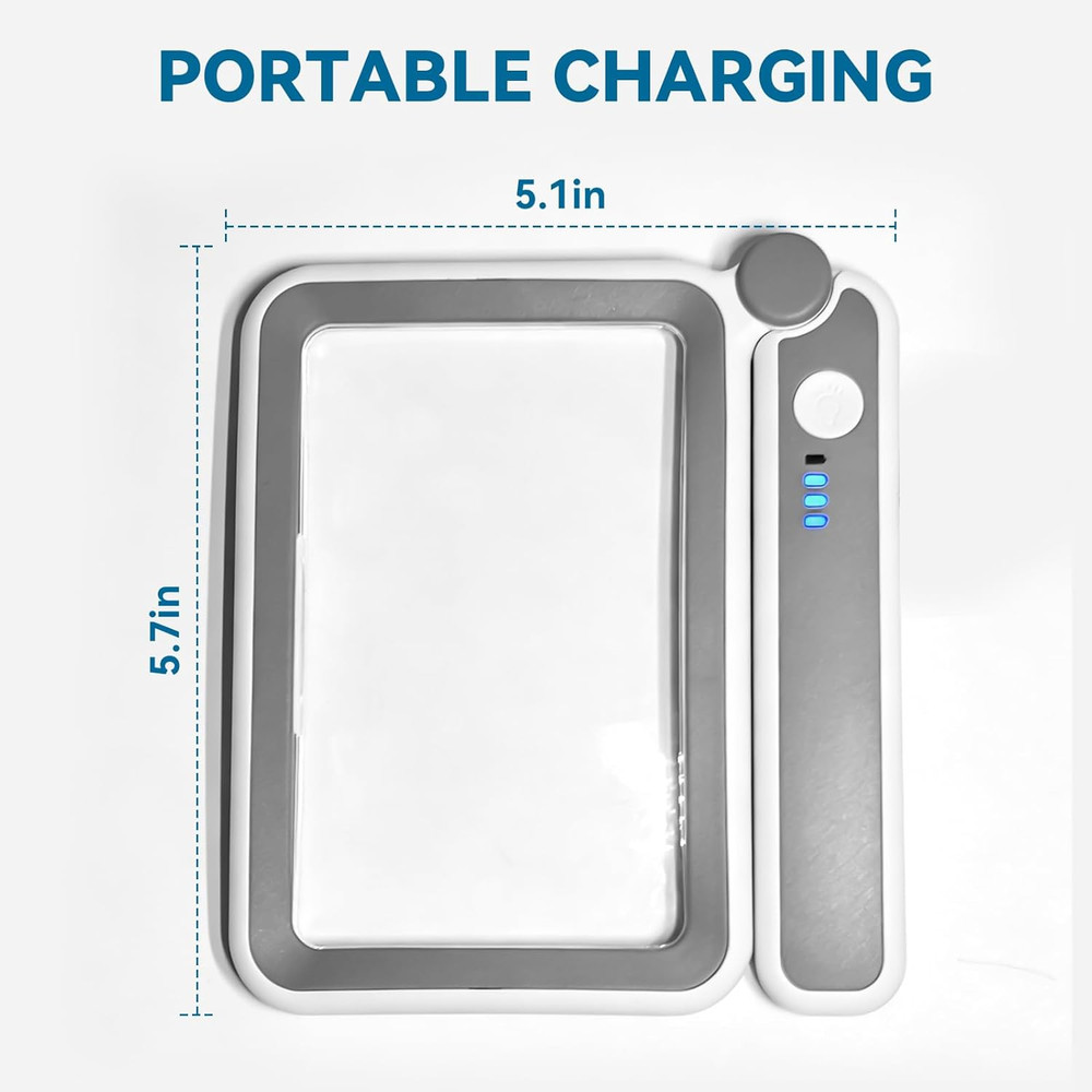 Rechargeable Magnifying Glass with Light, 5X Large Rectangular Page Magnifier, 1