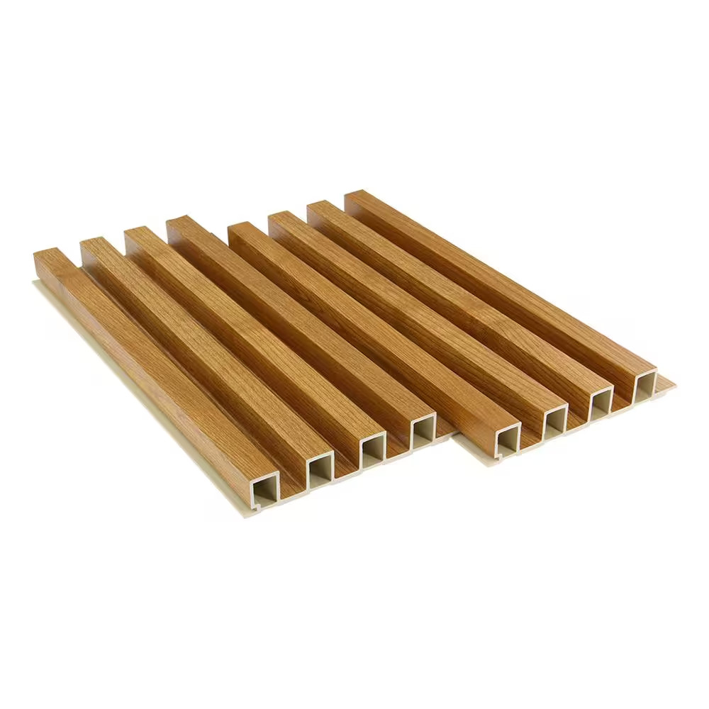 1 In. X 3-1/4 Ft. X 9 Ft. Wall Cladding Oak Interlocking Composite Decorative Wa