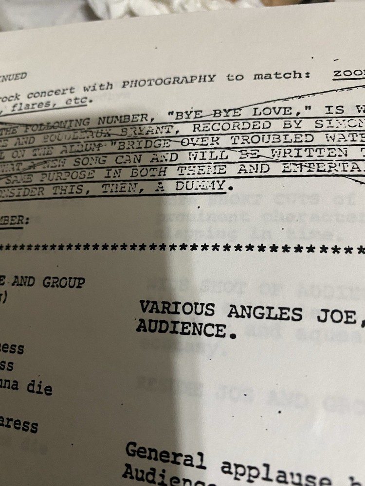 “All That Jazz” First Draft Studio Script With Changes